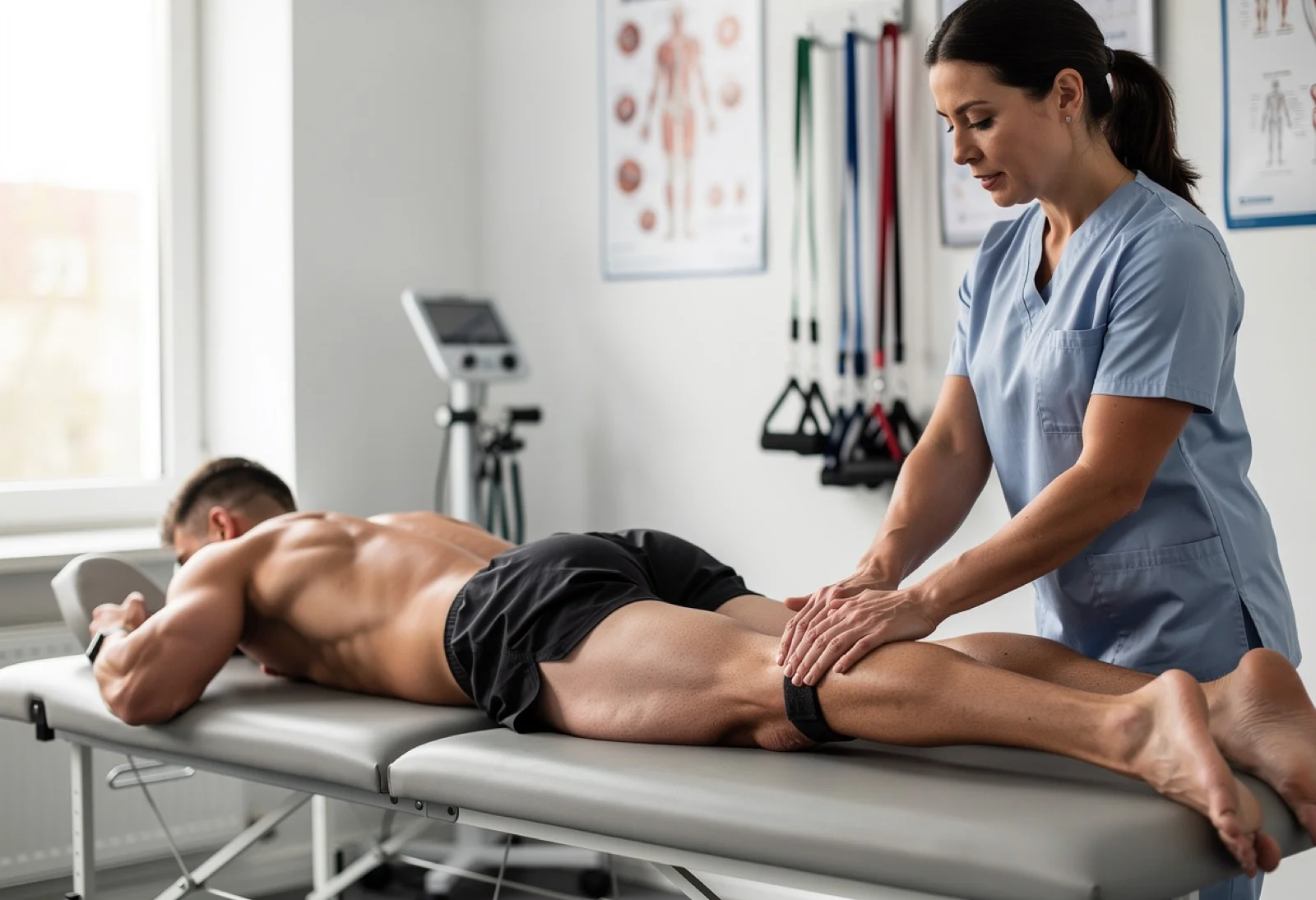 Athlete receiving regenerative injection therapy for sports injury